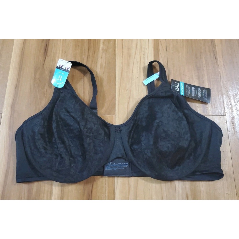 Bali Minimizer Bra 44C Black Underwire Full Coverage Comfort Smooth NEW